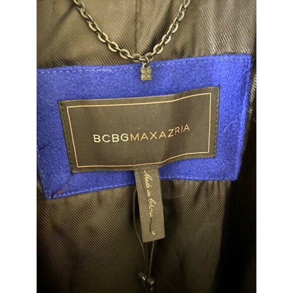 BCBGMaxazria Women's Black Wool Blend Double Breasted Pea Coat - Large - Picture 2 of 12